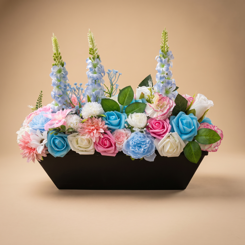 Jardinière Fleurie en Fleurs Artificielle 40cm